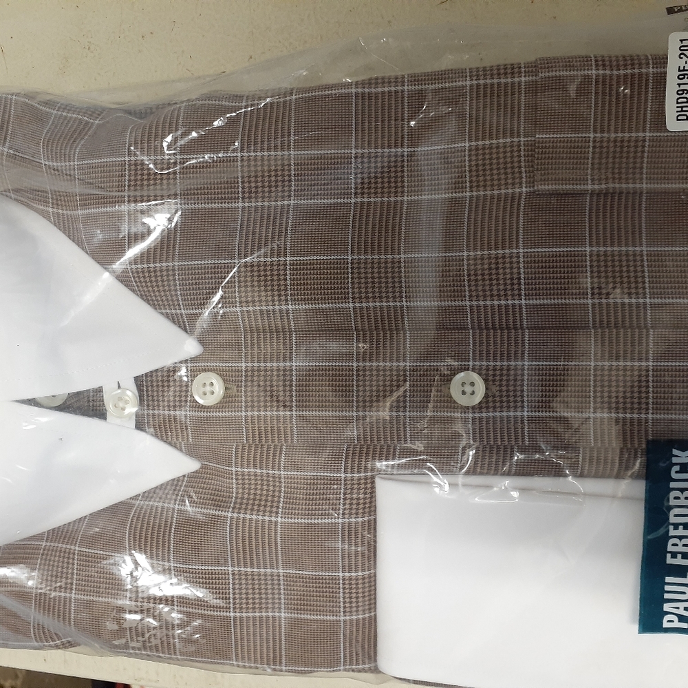 Men Brown Windowpane custom fit dress shirt